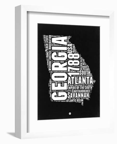 Georgia Black and White Map-NaxArt-Framed Premium Giclee Print