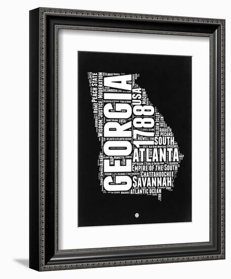 Georgia Black and White Map-NaxArt-Framed Premium Giclee Print