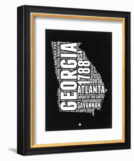 Georgia Black and White Map-NaxArt-Framed Premium Giclee Print
