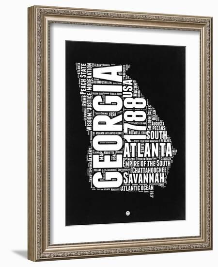 Georgia Black and White Map-NaxArt-Framed Art Print