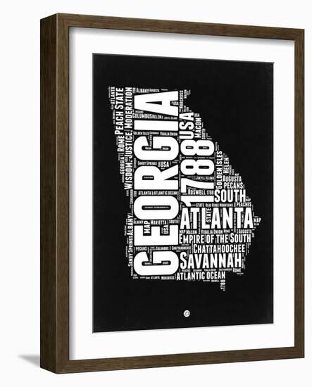 Georgia Black and White Map-NaxArt-Framed Art Print