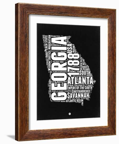 Georgia Black and White Map-NaxArt-Framed Art Print