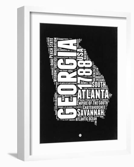 Georgia Black and White Map-NaxArt-Framed Art Print