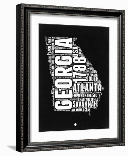 Georgia Black and White Map-NaxArt-Framed Art Print