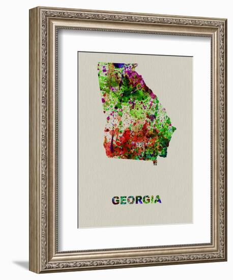 Georgia Color Splatter Map-NaxArt-Framed Art Print