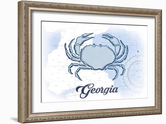 Georgia - Crab - Blue - Coastal Icon-Lantern Press-Framed Art Print