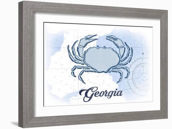 Georgia - Crab - Blue - Coastal Icon-Lantern Press-Framed Art Print