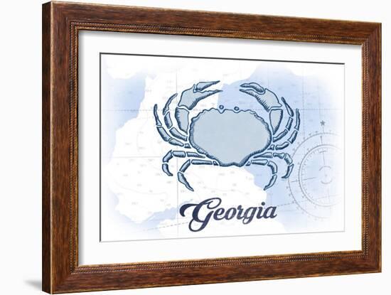 Georgia - Crab - Blue - Coastal Icon-Lantern Press-Framed Art Print