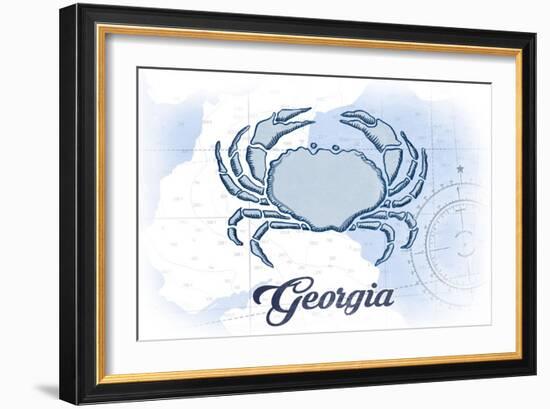 Georgia - Crab - Blue - Coastal Icon-Lantern Press-Framed Art Print