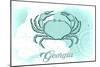 Georgia - Crab - Teal - Coastal Icon-Lantern Press-Mounted Art Print