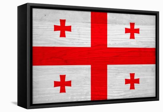 Georgia Flag Design with Wood Patterning - Flags of the World Series-Philippe Hugonnard-Framed Stretched Canvas