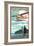 Georgia - Float Plane and Fisherman-Lantern Press-Framed Art Print