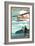 Georgia - Float Plane and Fisherman-Lantern Press-Framed Art Print