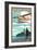 Georgia - Float Plane and Fisherman-Lantern Press-Framed Art Print