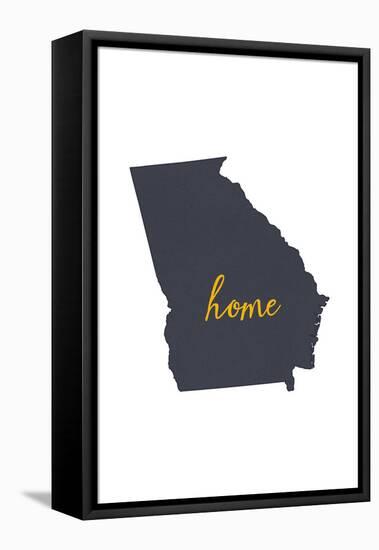 Georgia - Home State - Gray on White-Lantern Press-Framed Stretched Canvas