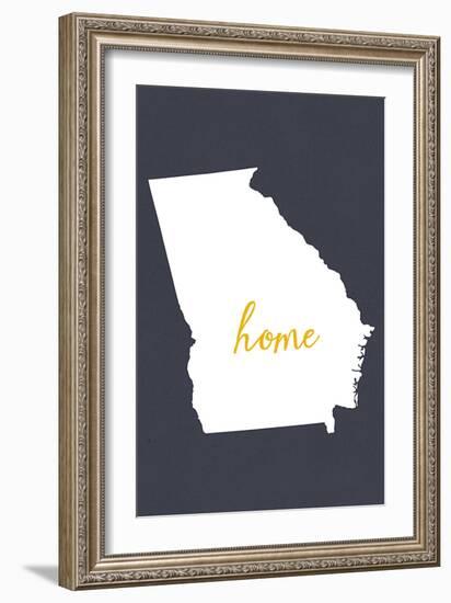 Georgia - Home State - White on Gray-Lantern Press-Framed Art Print