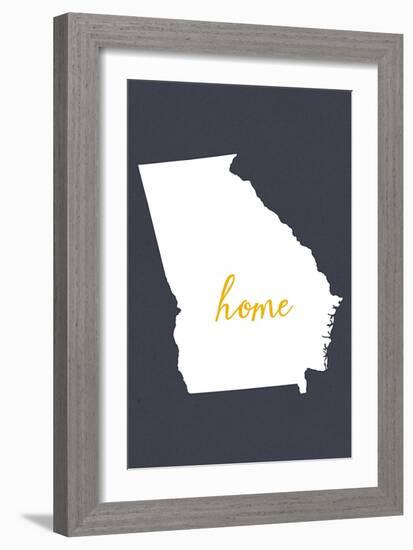 Georgia - Home State - White on Gray-Lantern Press-Framed Art Print