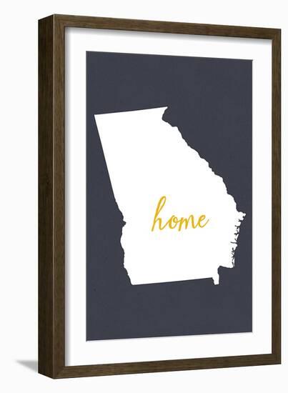 Georgia - Home State - White on Gray-Lantern Press-Framed Art Print