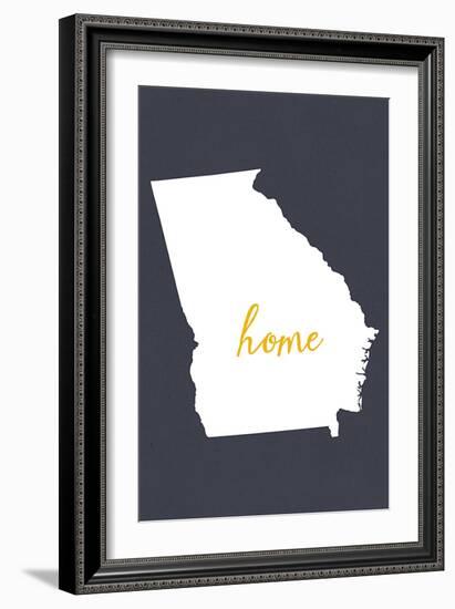 Georgia - Home State - White on Gray-Lantern Press-Framed Art Print