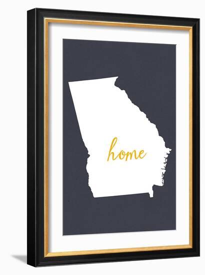 Georgia - Home State - White on Gray-Lantern Press-Framed Art Print