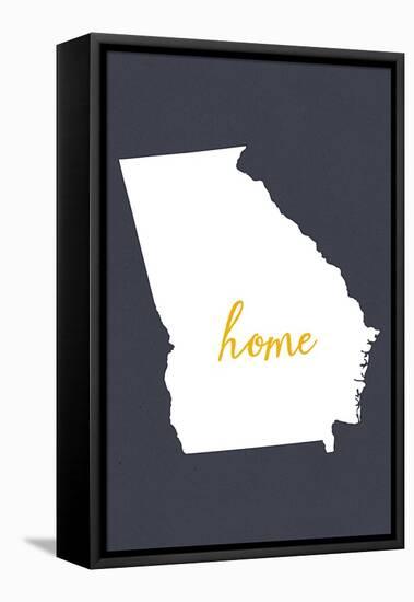 Georgia - Home State - White on Gray-Lantern Press-Framed Stretched Canvas