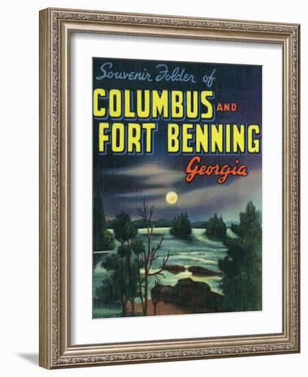 Georgia, Large Letters, Columbus and Fort Benning-Lantern Press-Framed Art Print