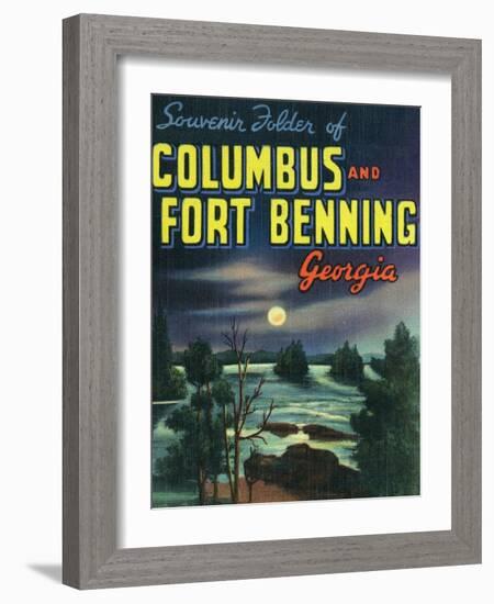 Georgia, Large Letters, Columbus and Fort Benning-Lantern Press-Framed Art Print