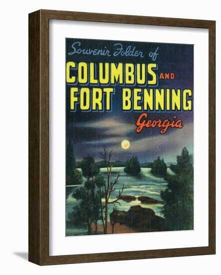 Georgia, Large Letters, Columbus and Fort Benning-Lantern Press-Framed Art Print