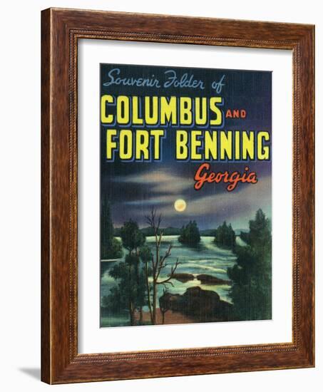 Georgia, Large Letters, Columbus and Fort Benning-Lantern Press-Framed Art Print