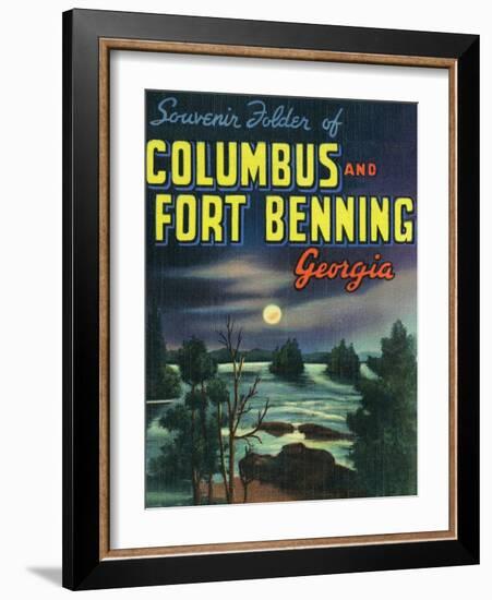 Georgia, Large Letters, Columbus and Fort Benning-Lantern Press-Framed Art Print