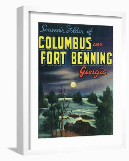 Georgia, Large Letters, Columbus and Fort Benning-Lantern Press-Framed Art Print