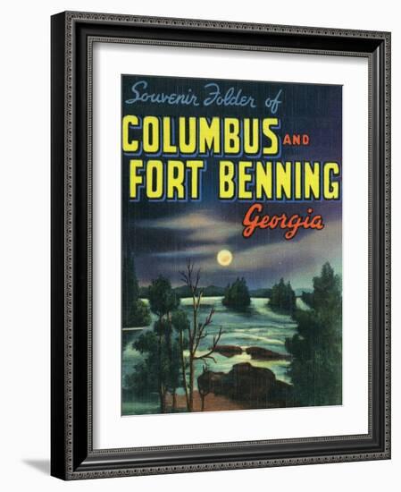 Georgia, Large Letters, Columbus and Fort Benning-Lantern Press-Framed Art Print