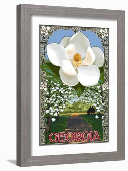 Georgia - Magnolia-Lantern Press-Framed Art Print
