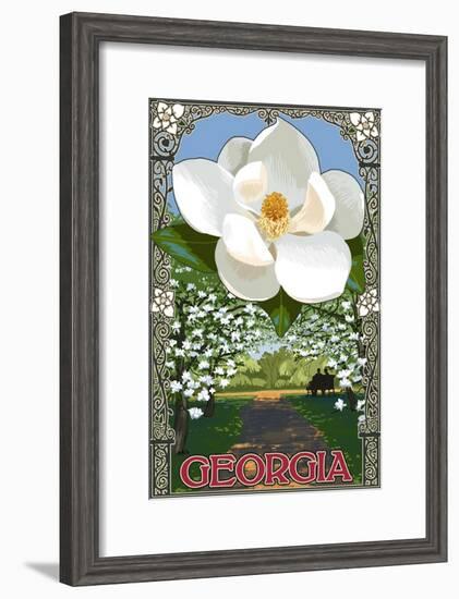 Georgia - Magnolia-Lantern Press-Framed Art Print