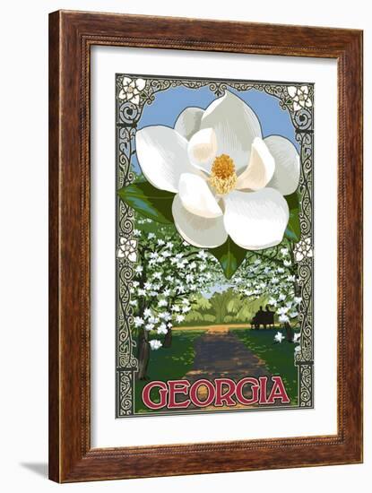 Georgia - Magnolia-Lantern Press-Framed Art Print