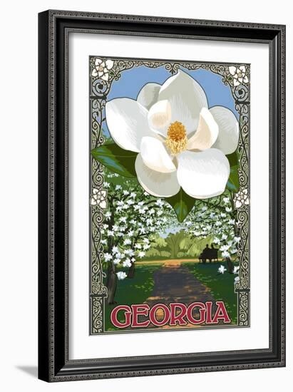 Georgia - Magnolia-Lantern Press-Framed Art Print