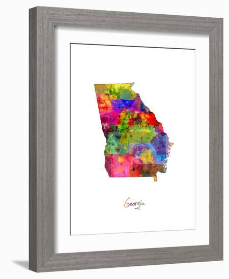 Georgia Map-Michael Tompsett-Framed Art Print