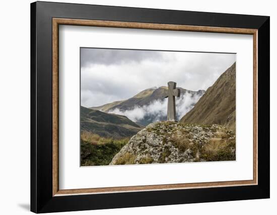 Georgia, Mtskheta, Juta. A Stone Cross on a Rock in Juta-Alida Latham-Framed Photographic Print