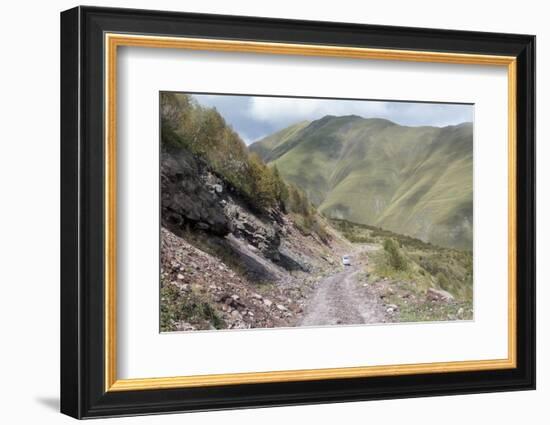 Georgia, Mtskheta, Juta. A Van Travelling Along a Dirt Road in a Valley-Alida Latham-Framed Photographic Print