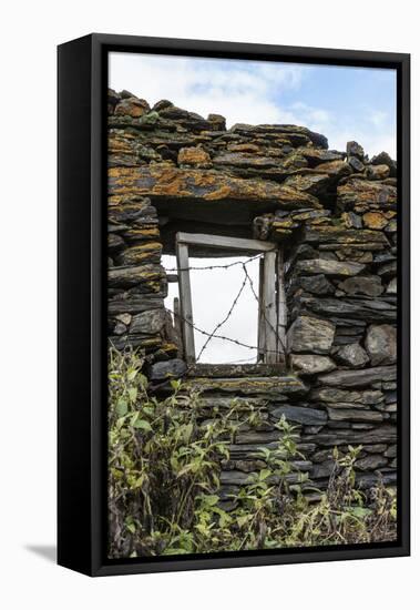 Georgia, Mtskheta, Juta. A Window in a Stone Wall, Covered with Barbed Wire-Alida Latham-Framed Premier Image Canvas
