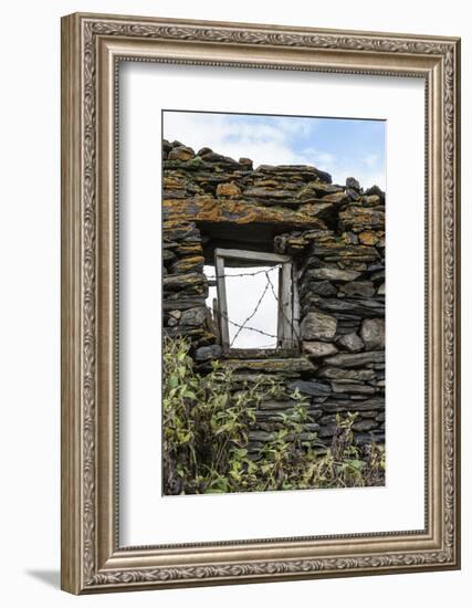 Georgia, Mtskheta, Juta. A Window in a Stone Wall, Covered with Barbed Wire-Alida Latham-Framed Photographic Print