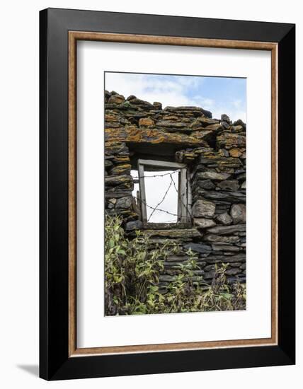 Georgia, Mtskheta, Juta. A Window in a Stone Wall, Covered with Barbed Wire-Alida Latham-Framed Photographic Print