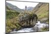 Georgia, Mtskheta, Juta. River Flowing Past a Stone Cross-Alida Latham-Mounted Photographic Print