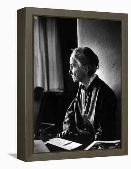 Georgia O'Keeffe Writing Letters at Ghost Ranch-John Loengard-Framed Premier Image Canvas