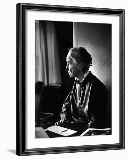 Georgia O'Keeffe Writing Letters at Ghost Ranch-John Loengard-Framed Premium Photographic Print