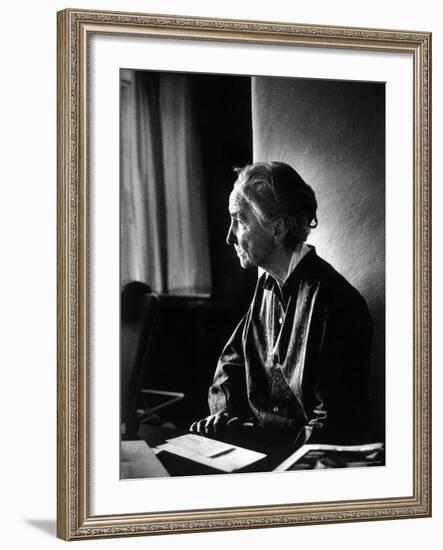 Georgia O'Keeffe Writing Letters at Ghost Ranch-John Loengard-Framed Premium Photographic Print