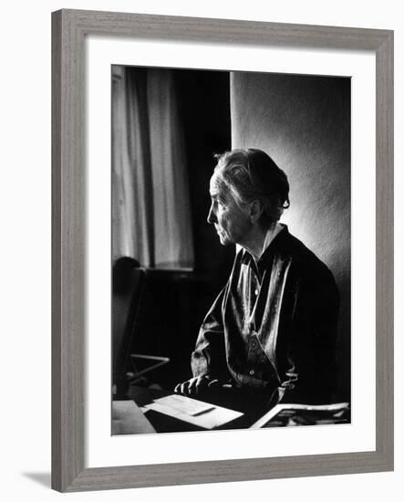 Georgia O'Keeffe Writing Letters at Ghost Ranch-John Loengard-Framed Premium Photographic Print