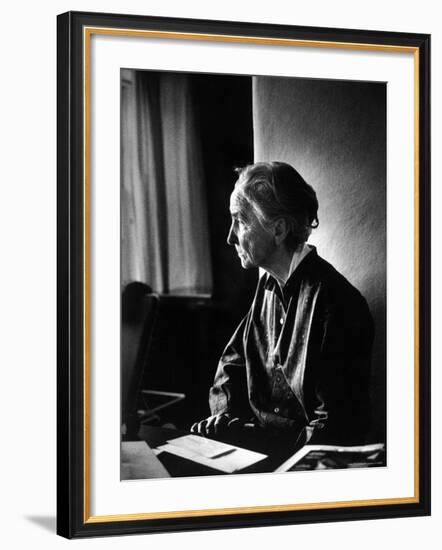 Georgia O'Keeffe Writing Letters at Ghost Ranch-John Loengard-Framed Premium Photographic Print