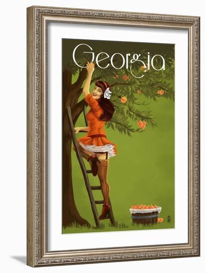 Georgia Peach Orchard Pinup Girl-Lantern Press-Framed Art Print