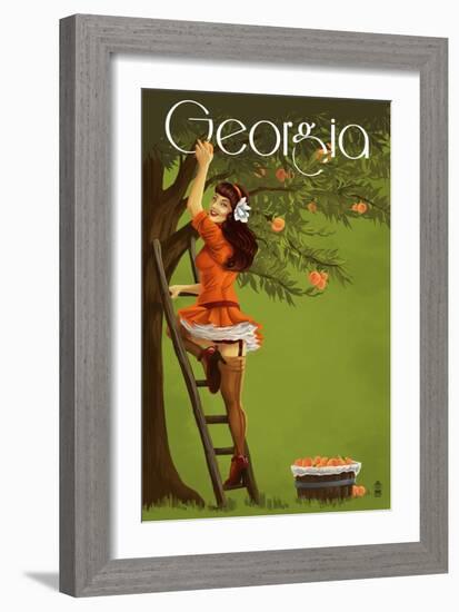 Georgia Peach Orchard Pinup Girl-Lantern Press-Framed Art Print